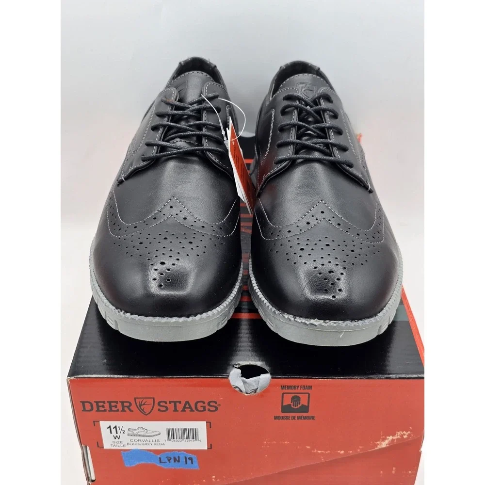 NEW Man's Oxfords Deer Stags‎ Corvallis Black / Grey Vega Sz 11.5 W Wide